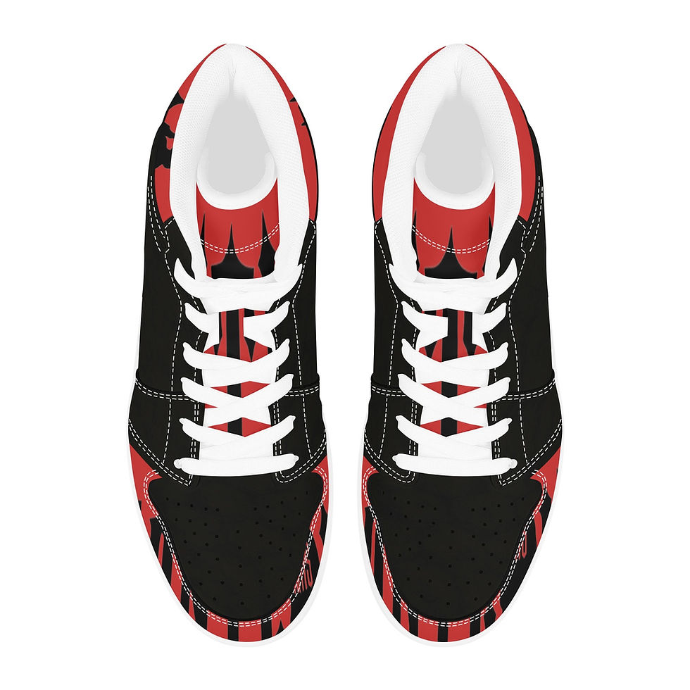 Thumbnail: Red and black front line ways shoes Men's High Top Sneakers (Model 20042)