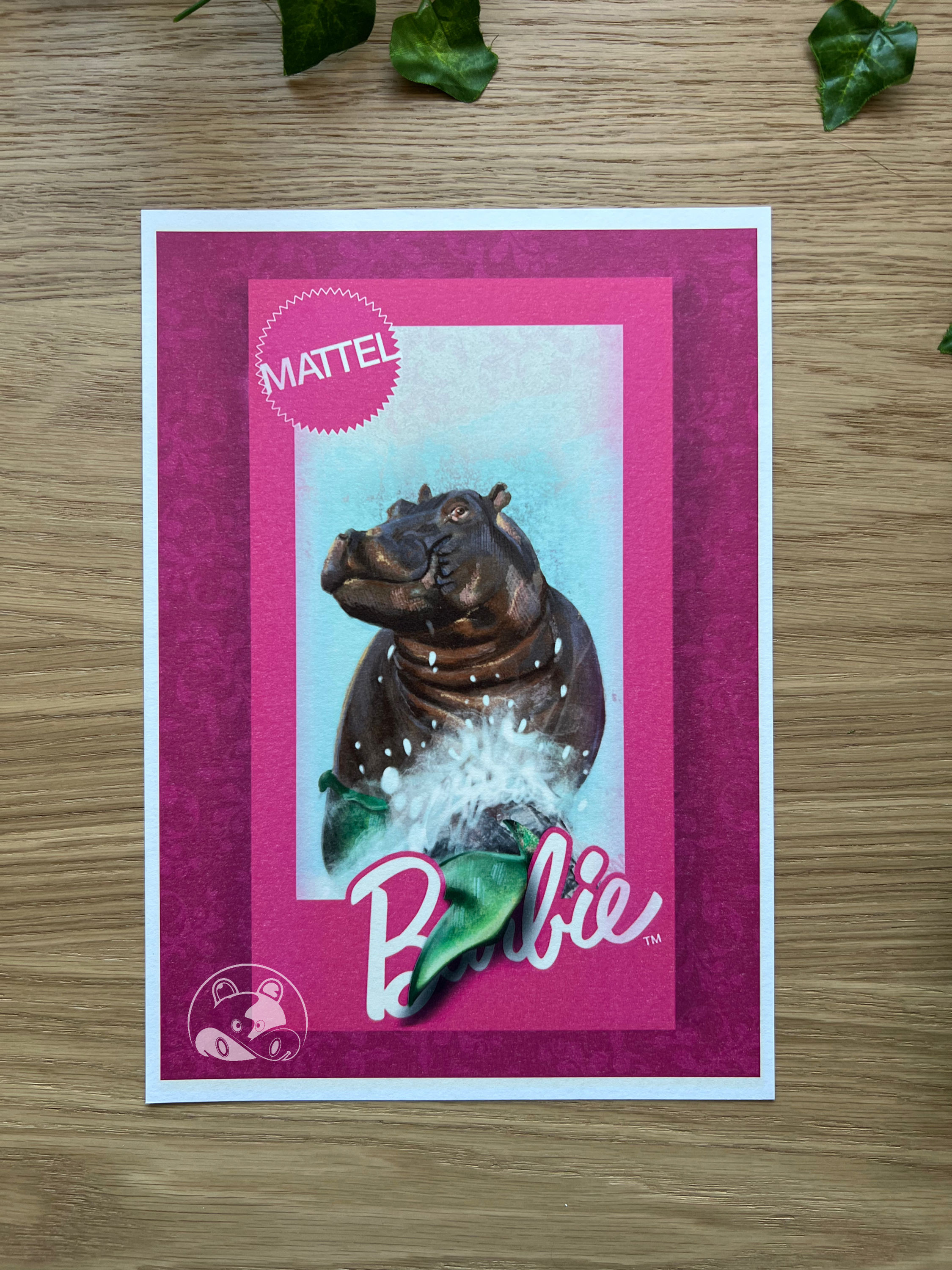 'Merhippo Barbie' - Mermaid Hippo Barbie Funny Art Print