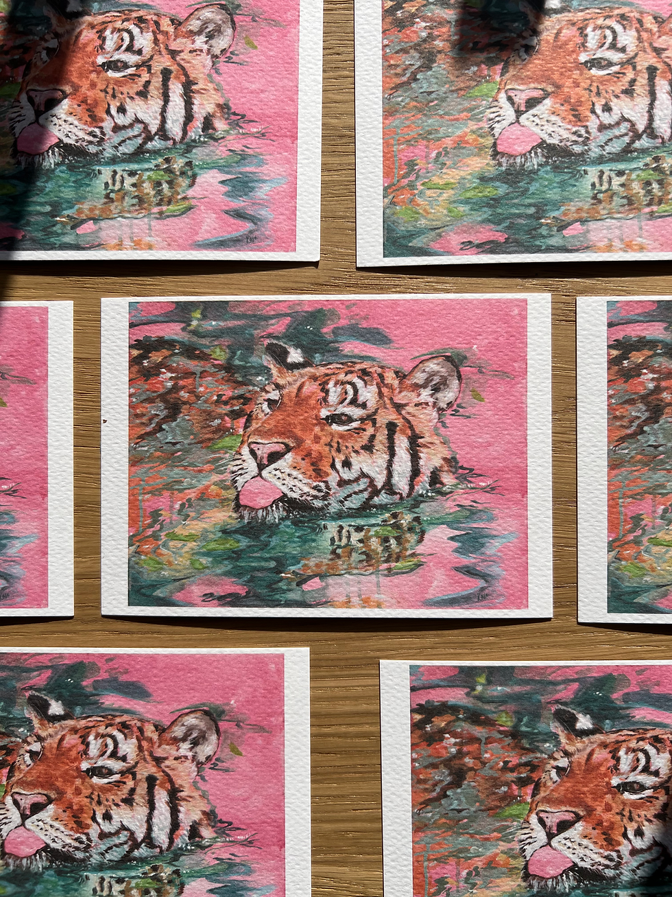 Thumbnail: An art print of a cute tiger that glows the lotus in the dark