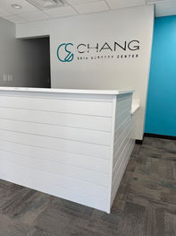 Gloss acrylic direct to wall lobby logo sign for Chang Skin Surgery Center in Virginia Beach, VA