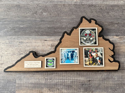 Virginia-shaped military retirement plaque