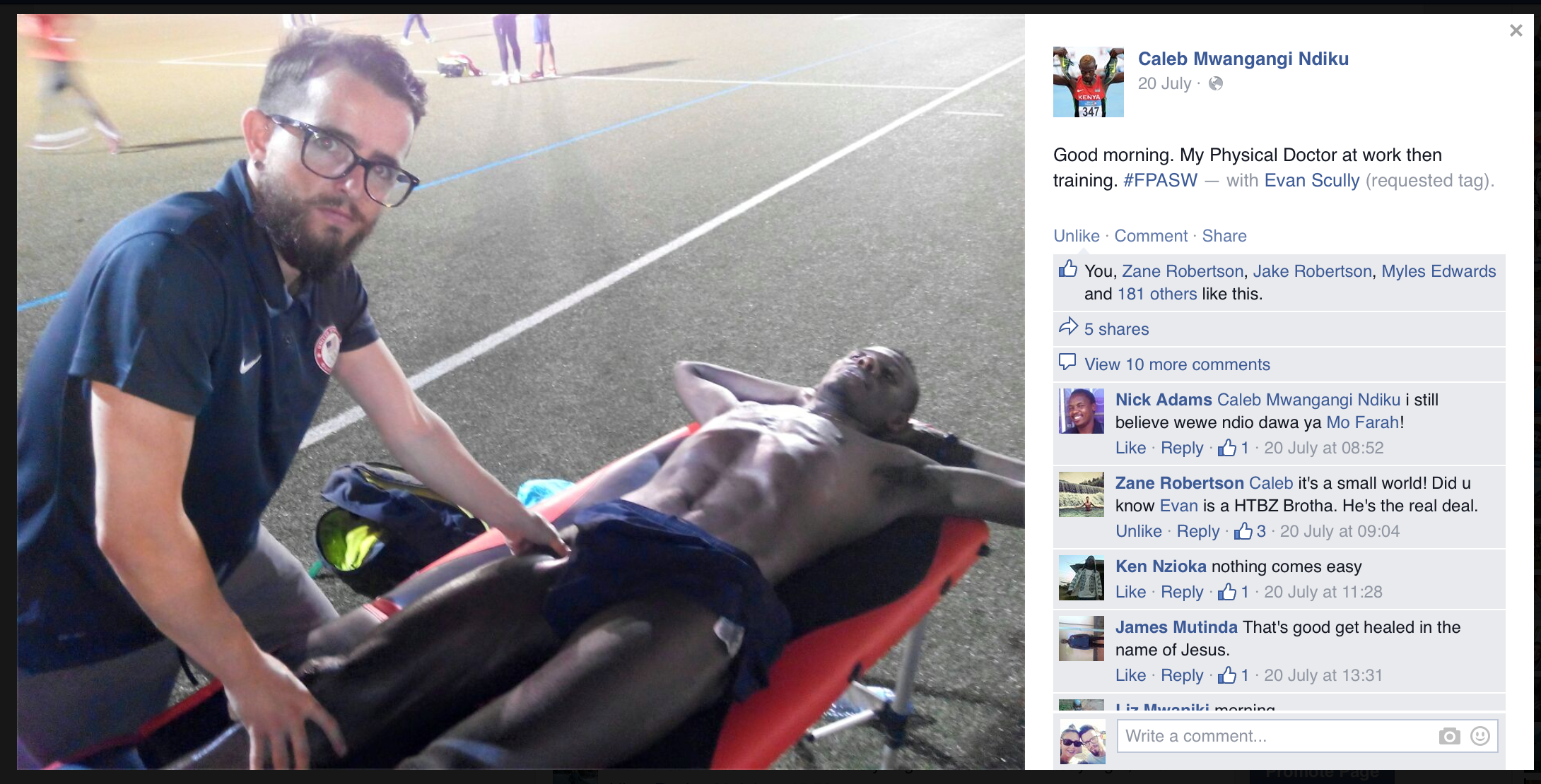 Caleb Ndiku giving a shoutout