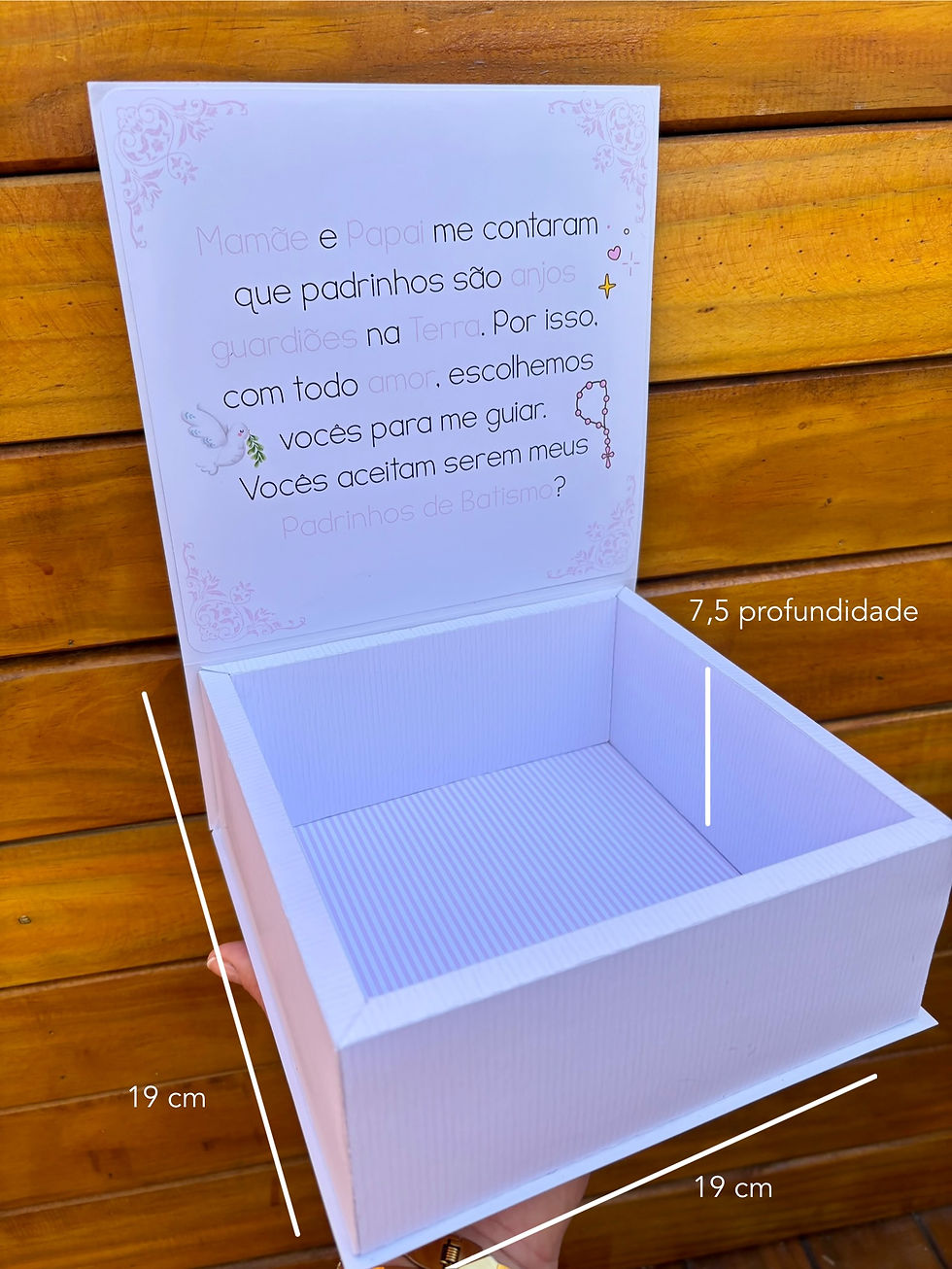 Miniatura: CAIXA PARA BATIZADO/ PADRINHOS EM PDF. ROSA- AZUL- BEGE