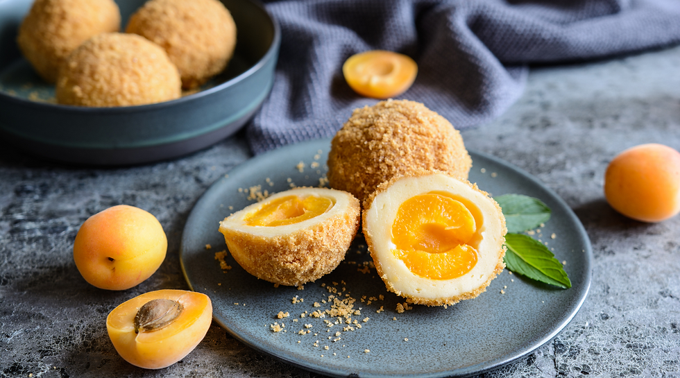 Be sure to enjoy Wachauer marillenknödel from Dürnstein, Austria.