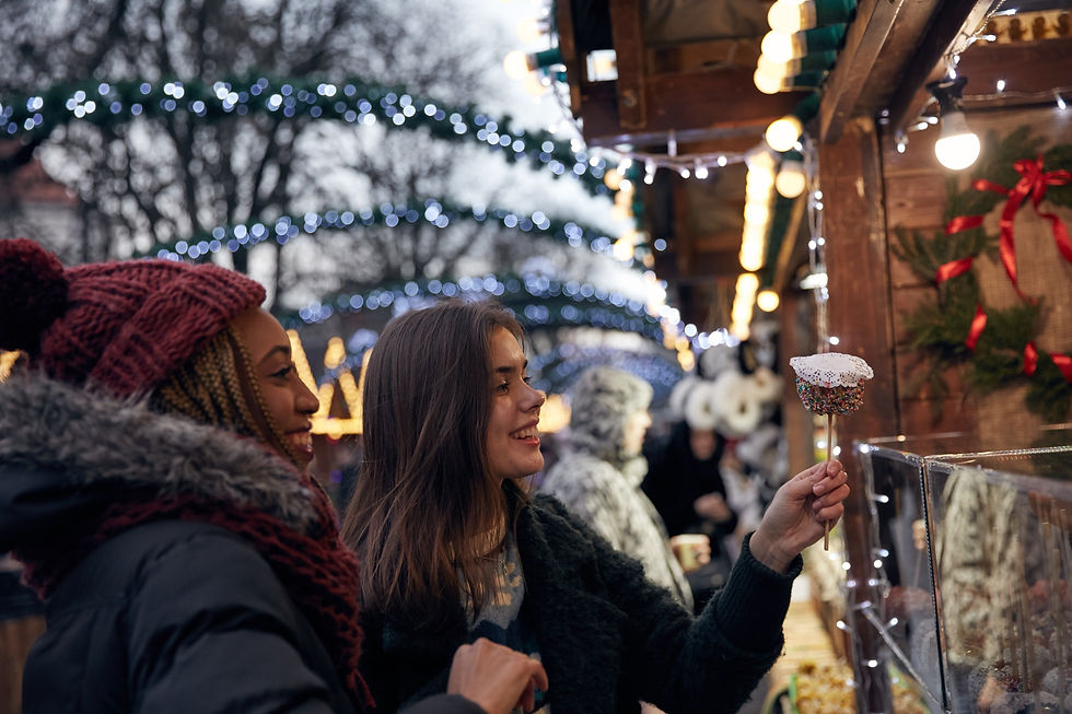 2 women enjoying the European Christmas Markets