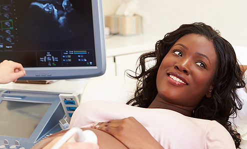 Woman getting ultrasound