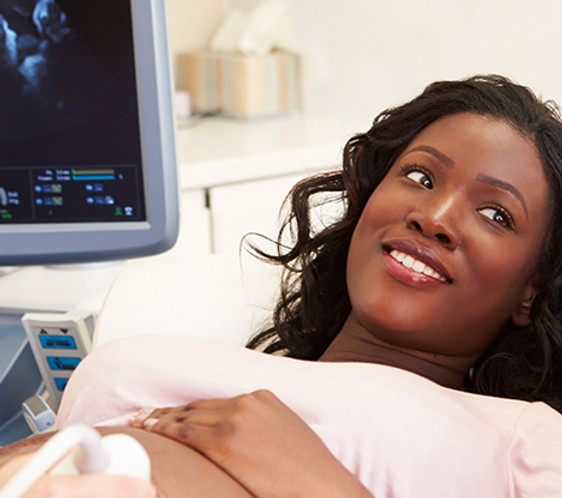 Woman getting ultrasound