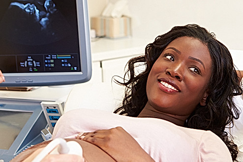 Woman getting ultrasound