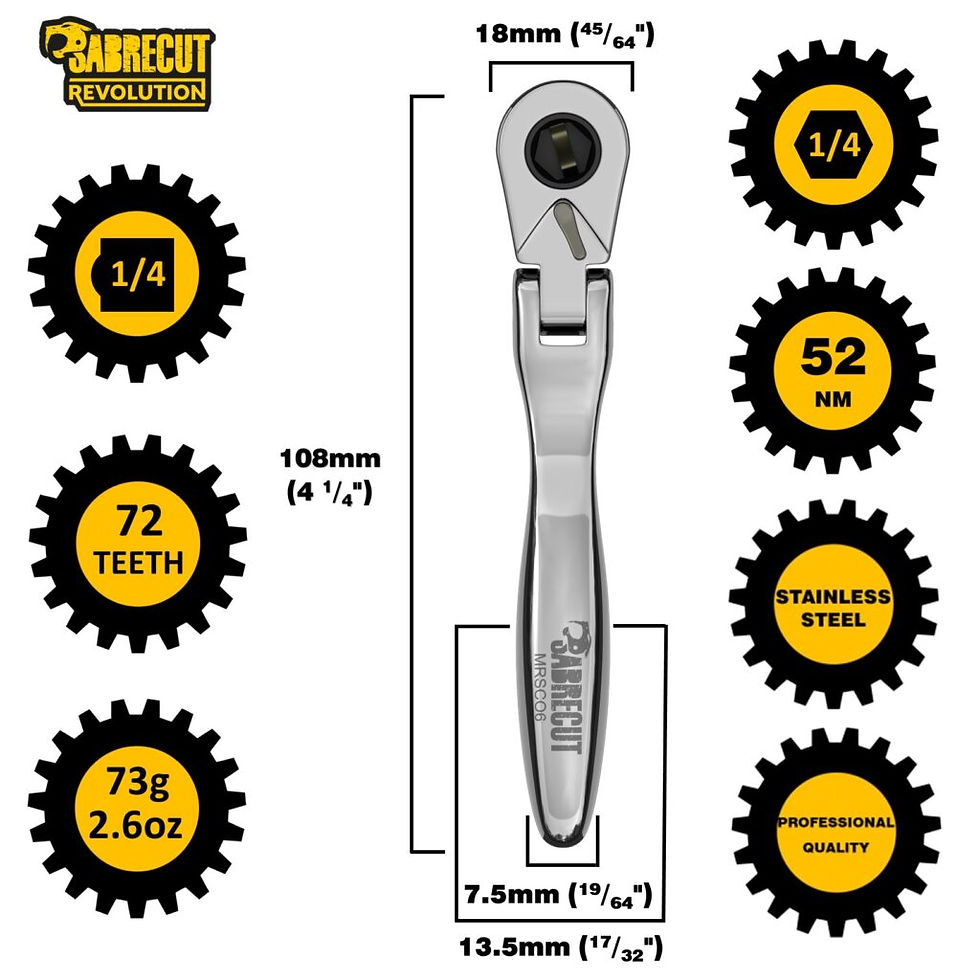 Thumbnail: Mini Ratchet 1/4 drive and 1/4 hex Flex Head