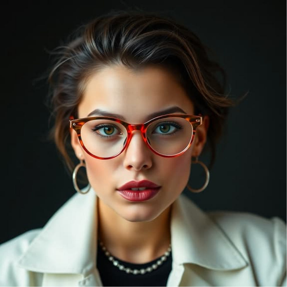 bold contemporary belgian eyewear Odette Lunettes style, edgy influencer fashion photography