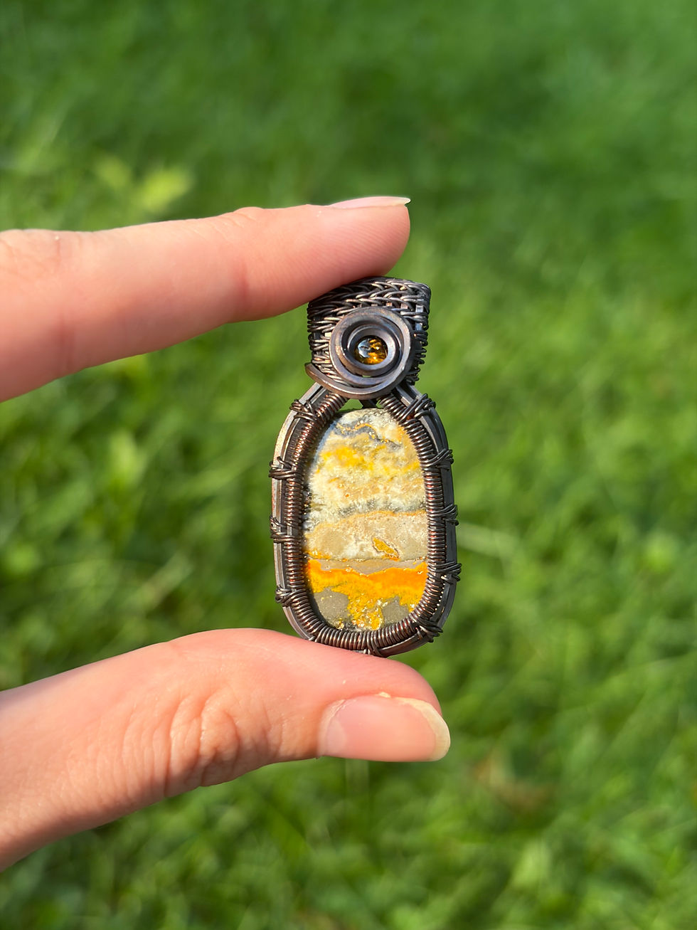 Thumbnail: Bumble Bee Jasper & Tourmaline pendant 