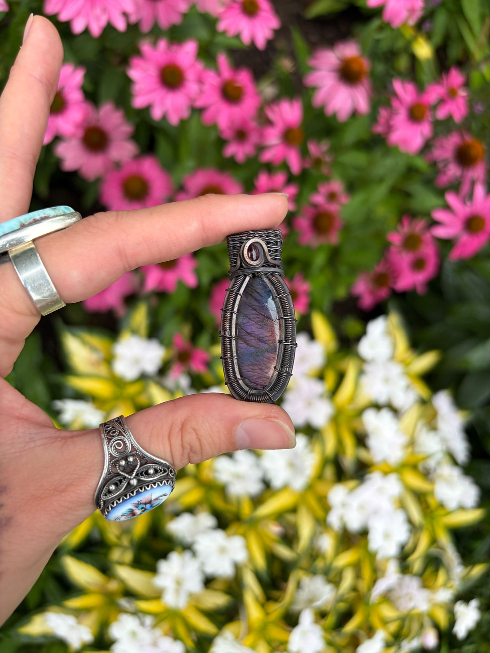 Thumbnail: Spectrolite Labradorite & tourmaline pendant 