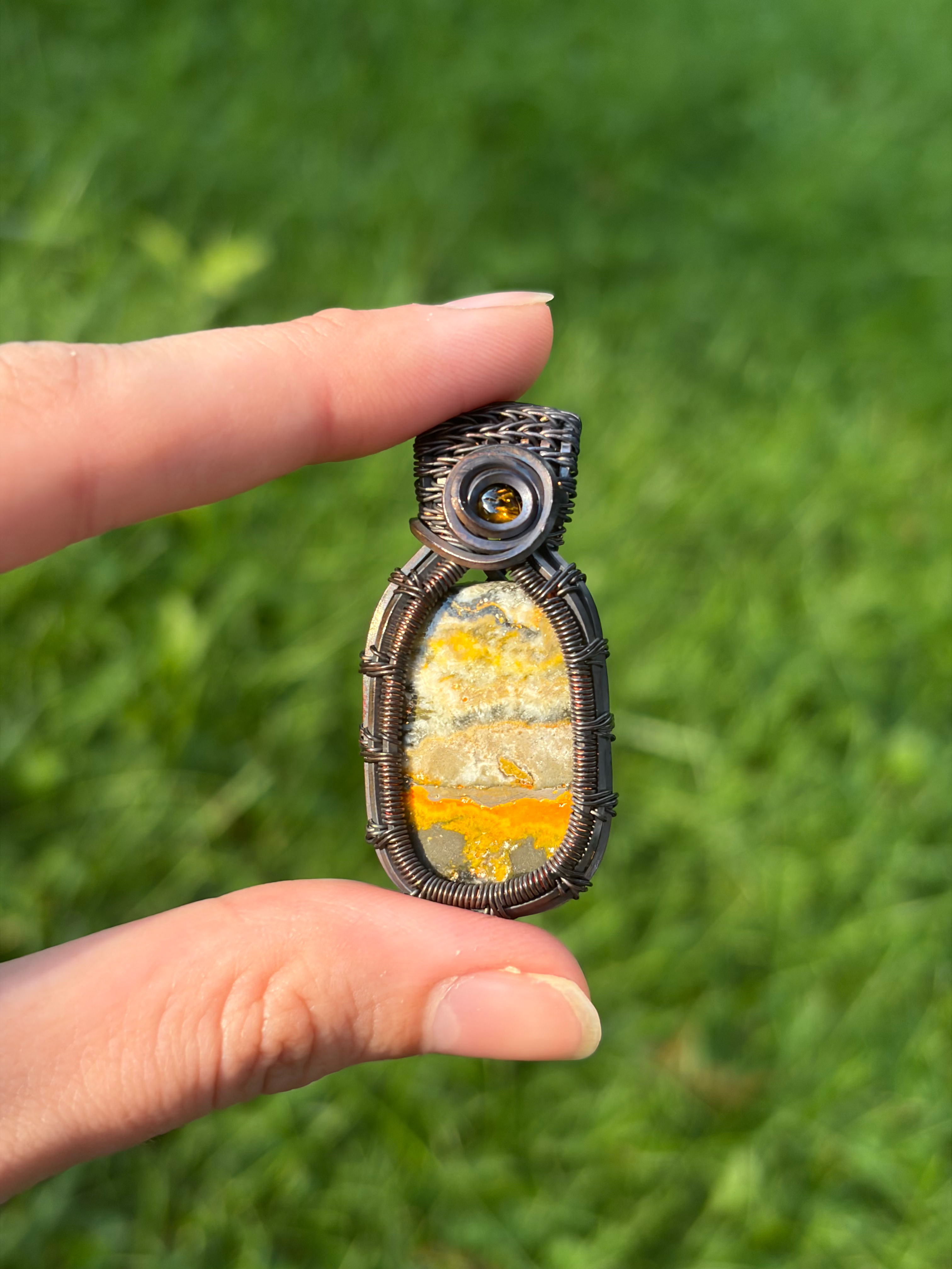 Bumble Bee Jasper & Tourmaline pendant 