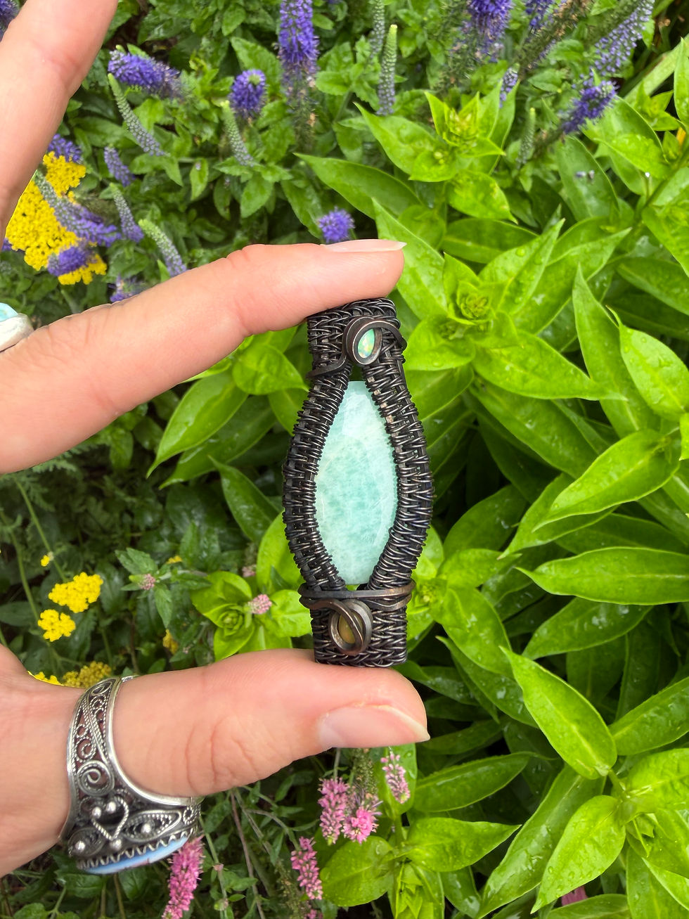 Thumbnail: Amazonite & Opal pendant (double bailed)