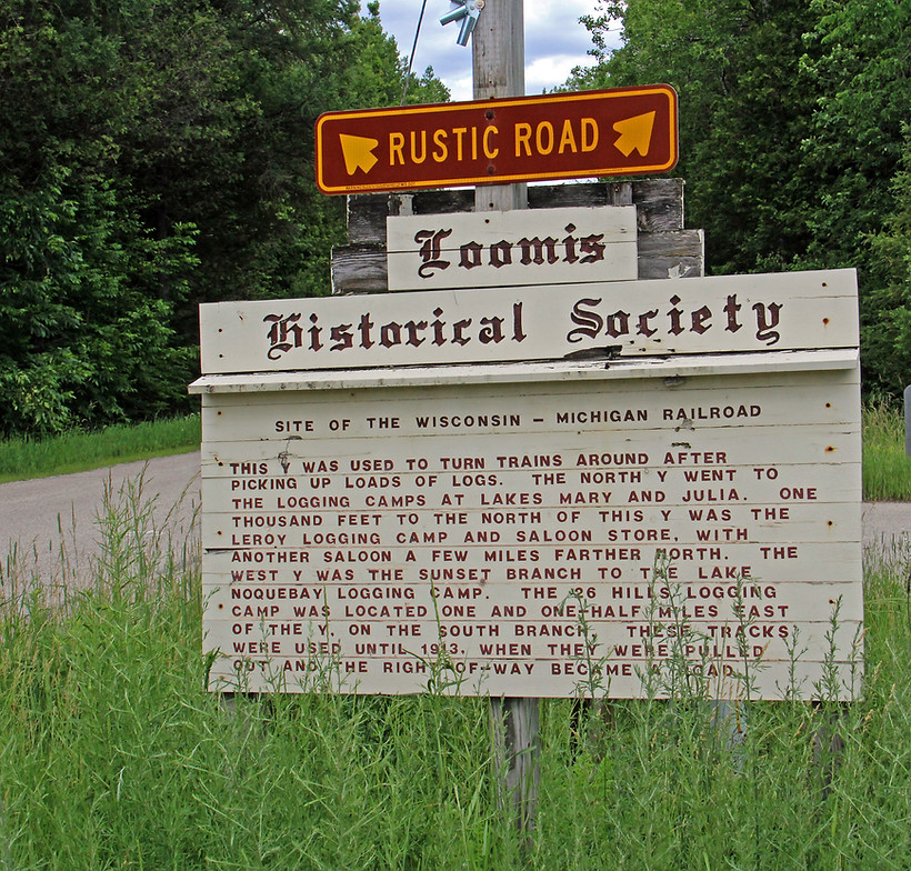Historical sign along Rustic Road 44 in Marinette County