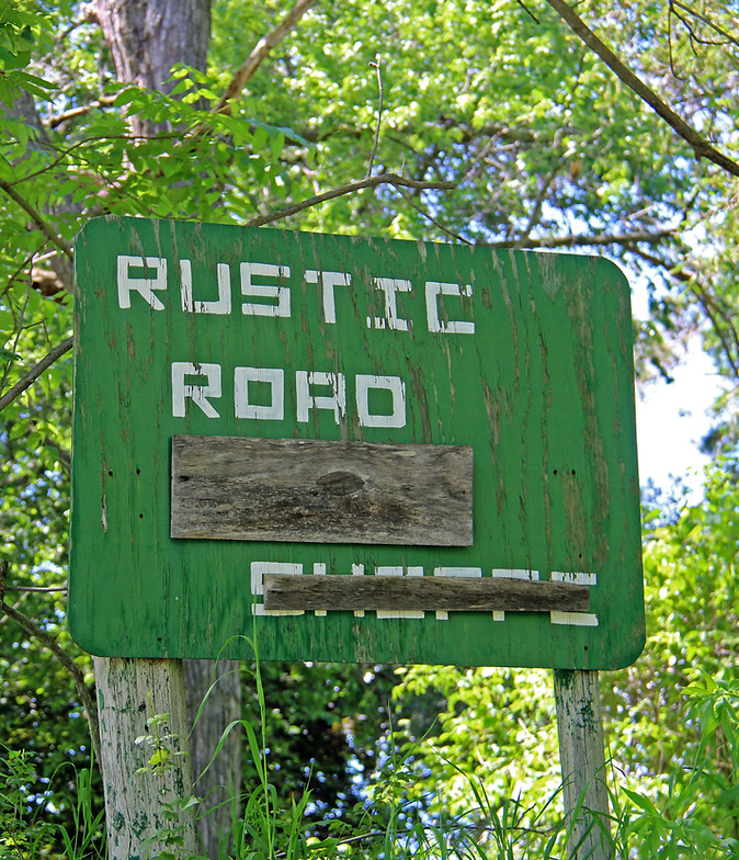 Improvised road sign along Rustic Road 55 in Vernon County