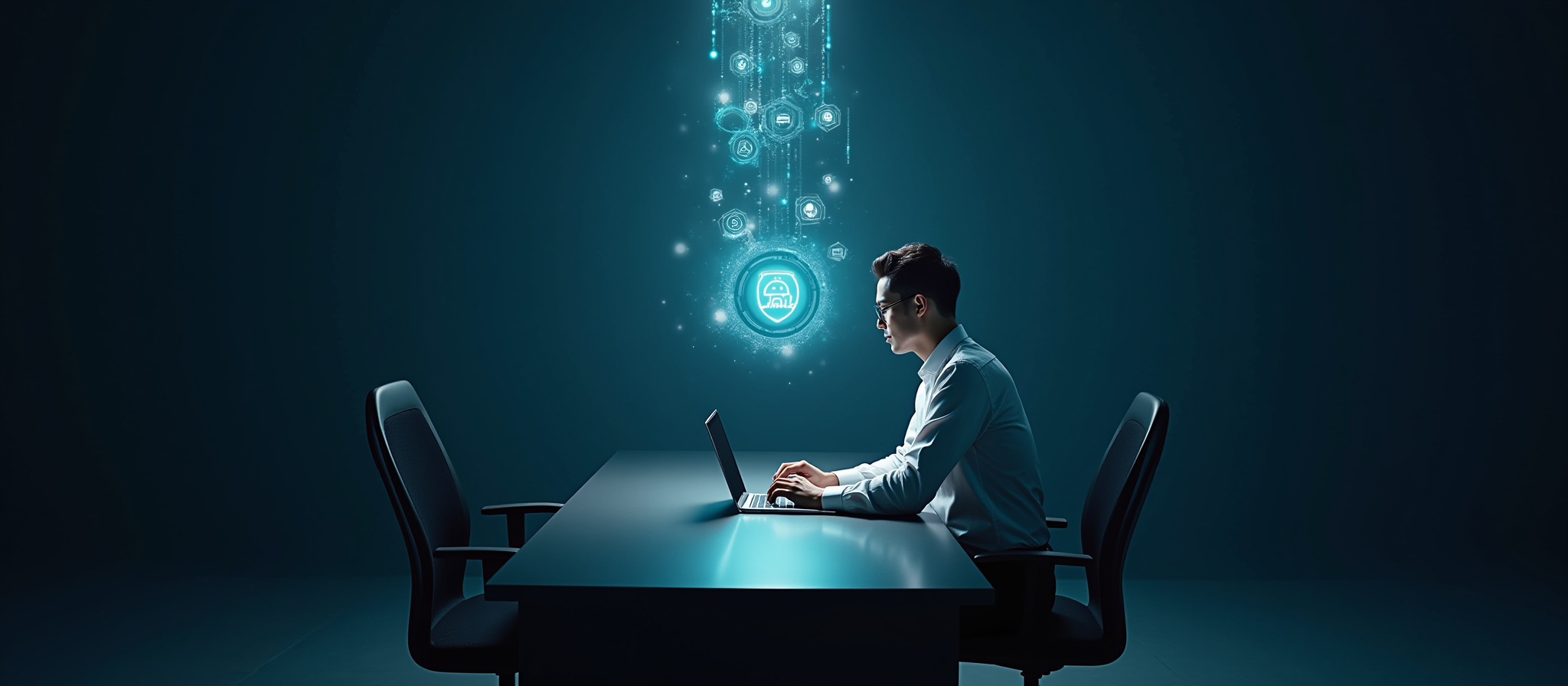 Cybersecurity technology interface with AI data visualization