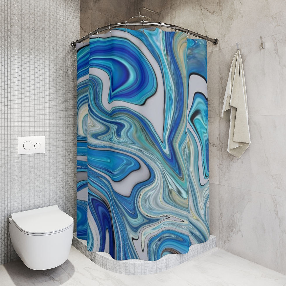 Blue Marble Polyester Shower Curtain