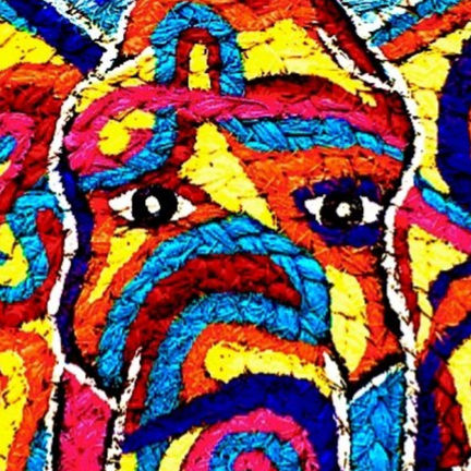 Colorful elephant artwork by Marie Alexandra Báez Vilá, inspired by family, memory, and the gentle strength of elephants.