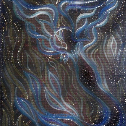 Gloomy Phoenix emerging from fire