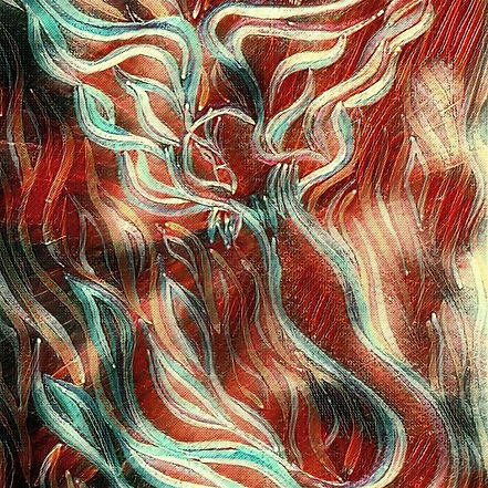 Colorful Phoenix emerging from fire