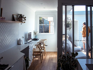 Open plan kitchen with views to deck and study nook inspiration