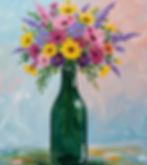 wine bottle with wildflowers