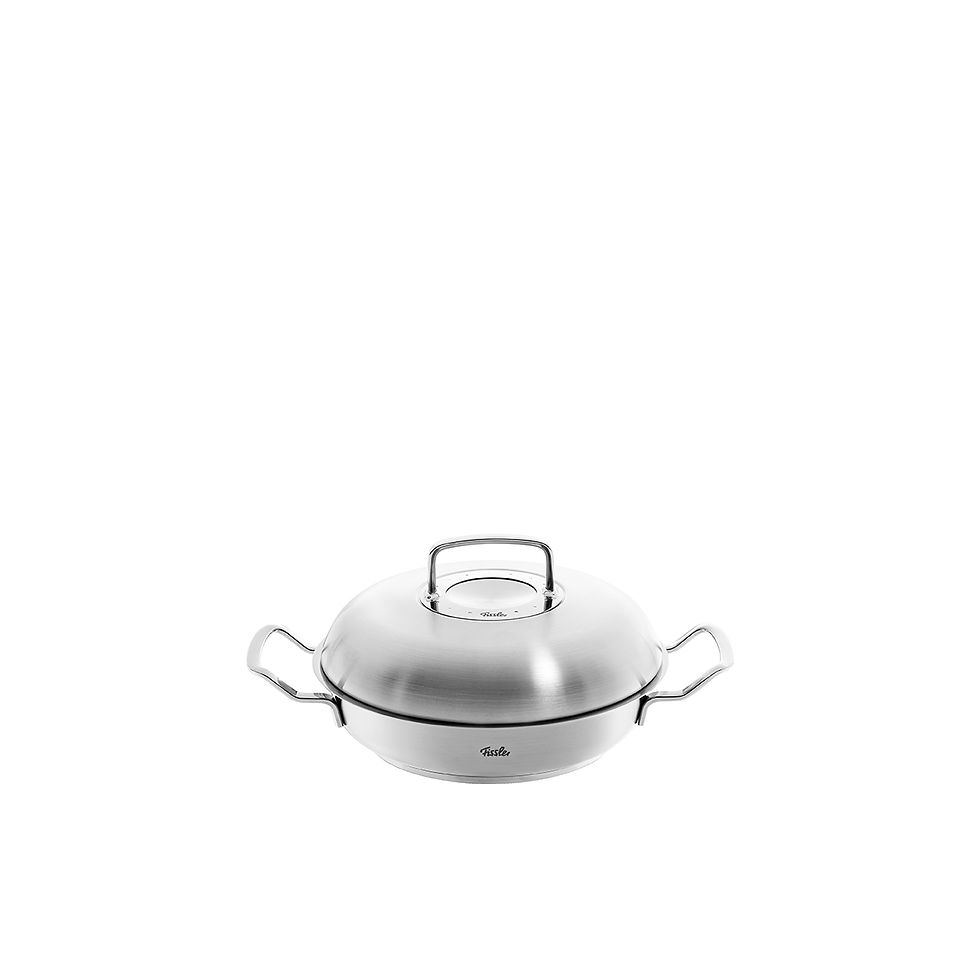 Fissler stainless steel wok with lid and handles
