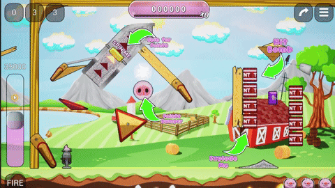 GIF of the physics spin gate in Piggy Payback!