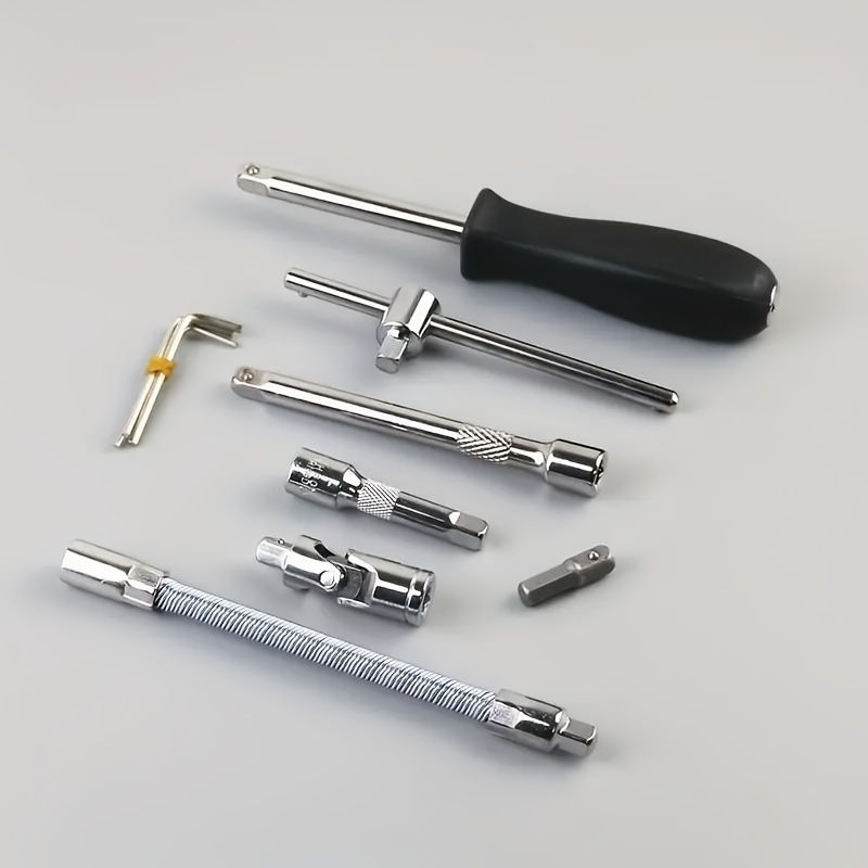 Thumbnail: 46pcs Heavy-Duty 1/4-Inch Drive Socket Set with Quick-Release Ratchet, Screwdriv