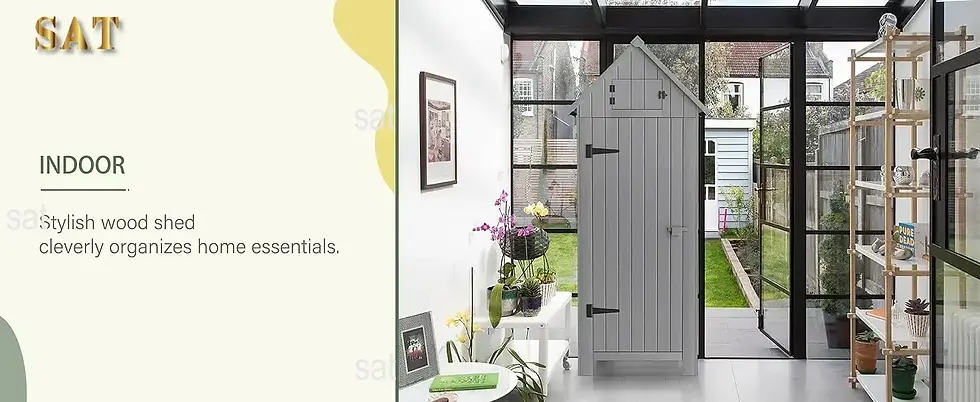 Thumbnail: y Outdoor Storage Shed with Floor, 70” Tall Water-Resistant, Wooden Garden Too