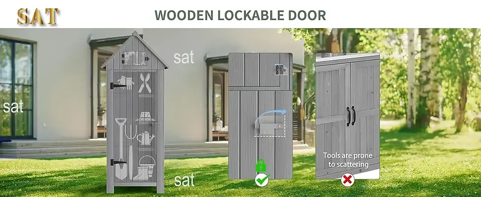 Thumbnail: y Outdoor Storage Shed with Floor, 70” Tall Water-Resistant, Wooden Garden Too
