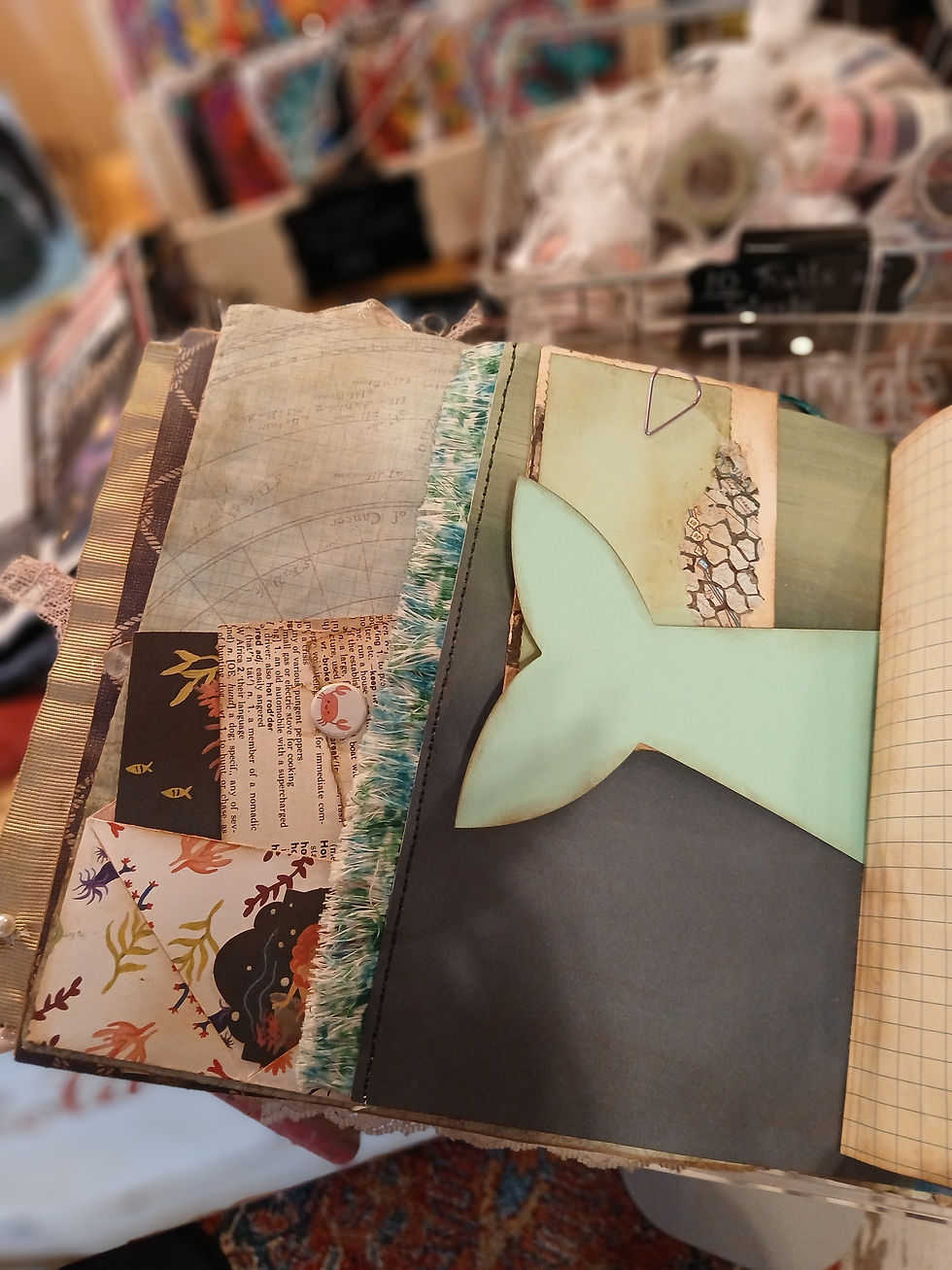 Thumbnail: OOAK Mermaid Junk Journal with Pen~ Hand-dyed Papers