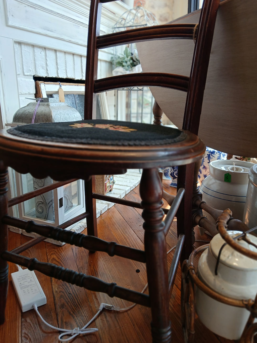 Thumbnail: Antique Victorian Era Chair with Needlepoint Seat