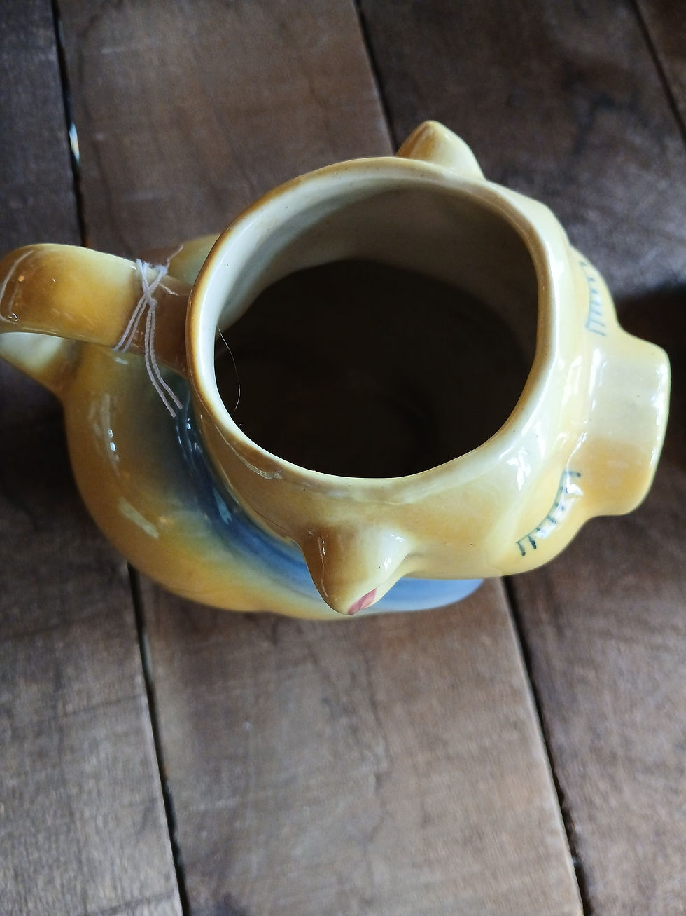 Thumbnail: Vintage Yellow Smiley Pig Creamer Dish