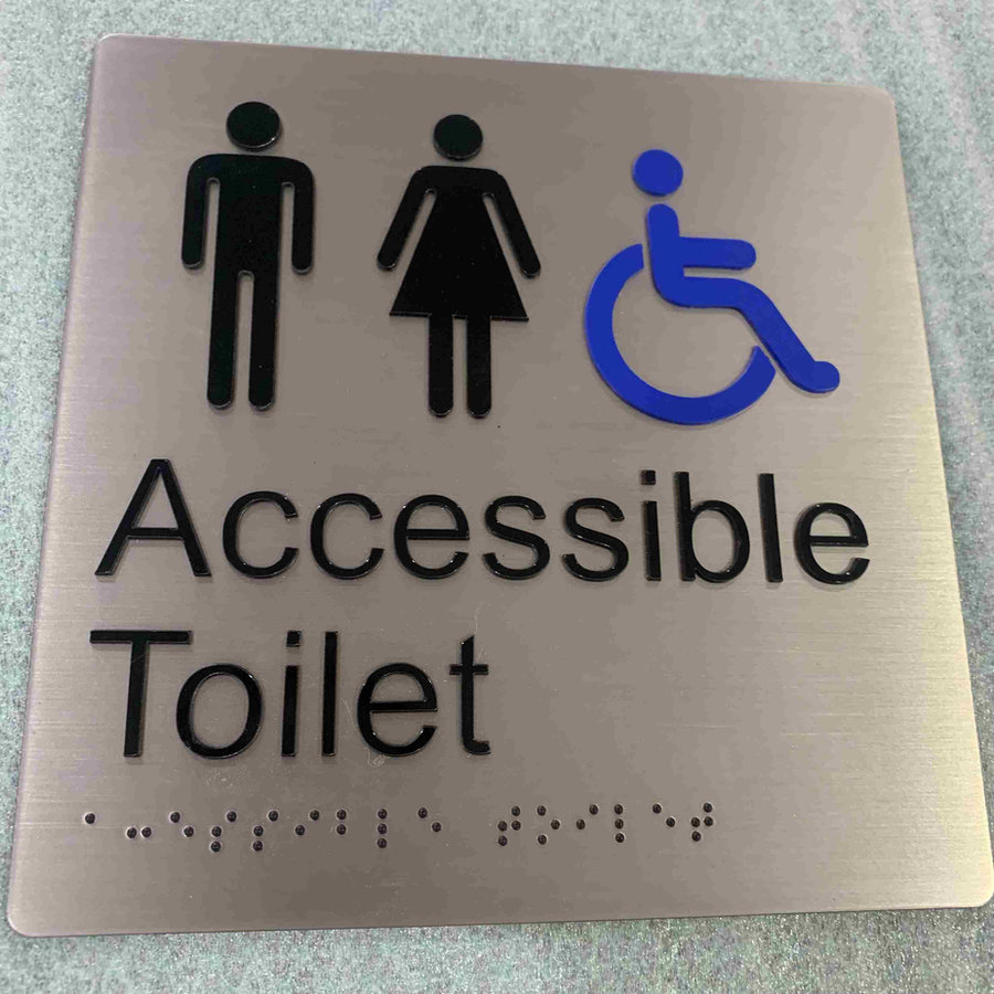 ADA Toiletteskilte i Rustfrit Stål med Braille og Taktil Grafik