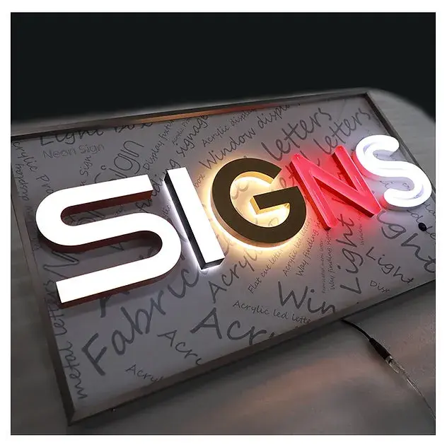 Thumbnail: Wall Mount 3D Led Signage Front Acrylic Backlit Acrylic Signs Acrylic Neon