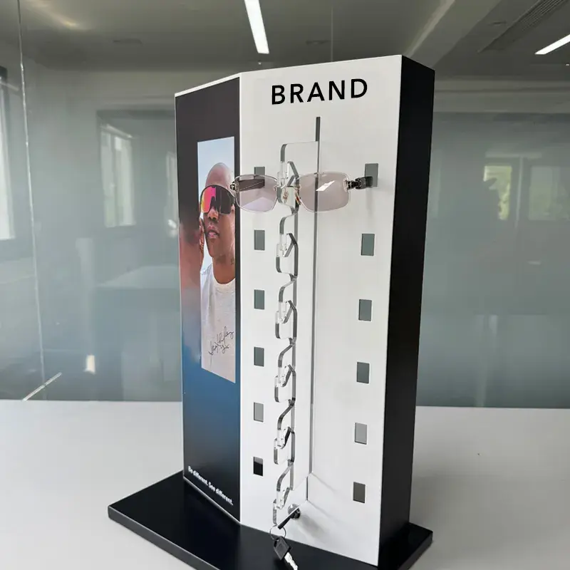 Thumbnail: Locking Eyeglasses Display Stand Replaceable Poster Custom Eyewear Display Rack