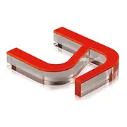 YJ-N102 crystal acrylic letter featuring two layers of premium acrylic with a red face and a clear transparent base for a high-end look.