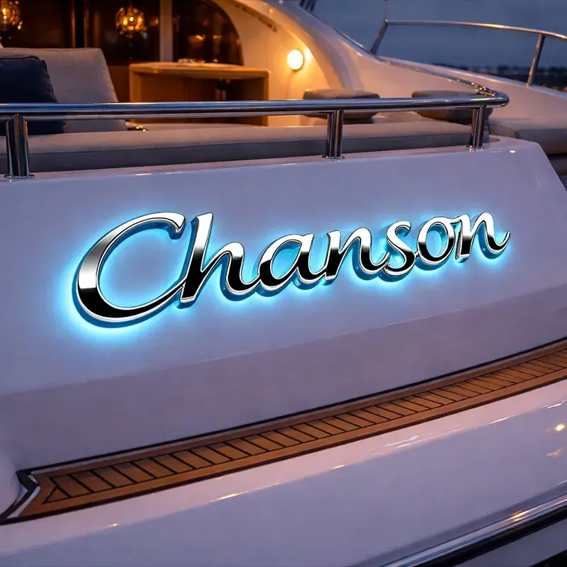 Back Illuminated Yacht Sign with Acrylic RGB Light