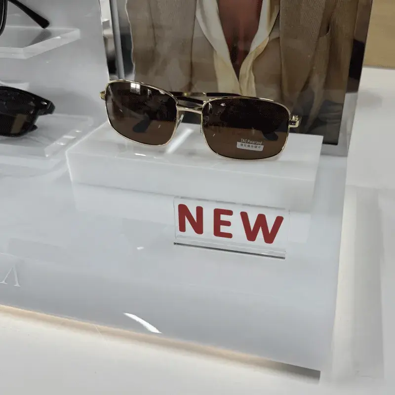 Thumbnail: LED Glasses Display Stand Metal Frame Replaceable Poster Desktop Eyewear Display