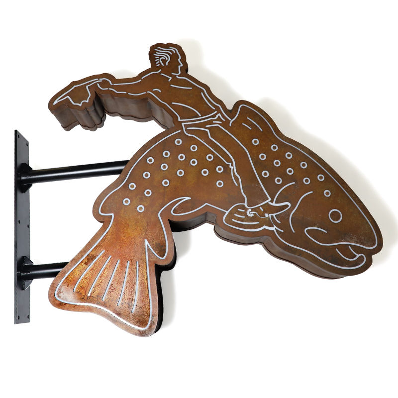 Thumbnail: Rusty Iron Lightbox Sign – Industrial Wall-Mounted Illumination for Restaurants