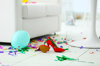 After Party Cleaning - messing living area after a party
