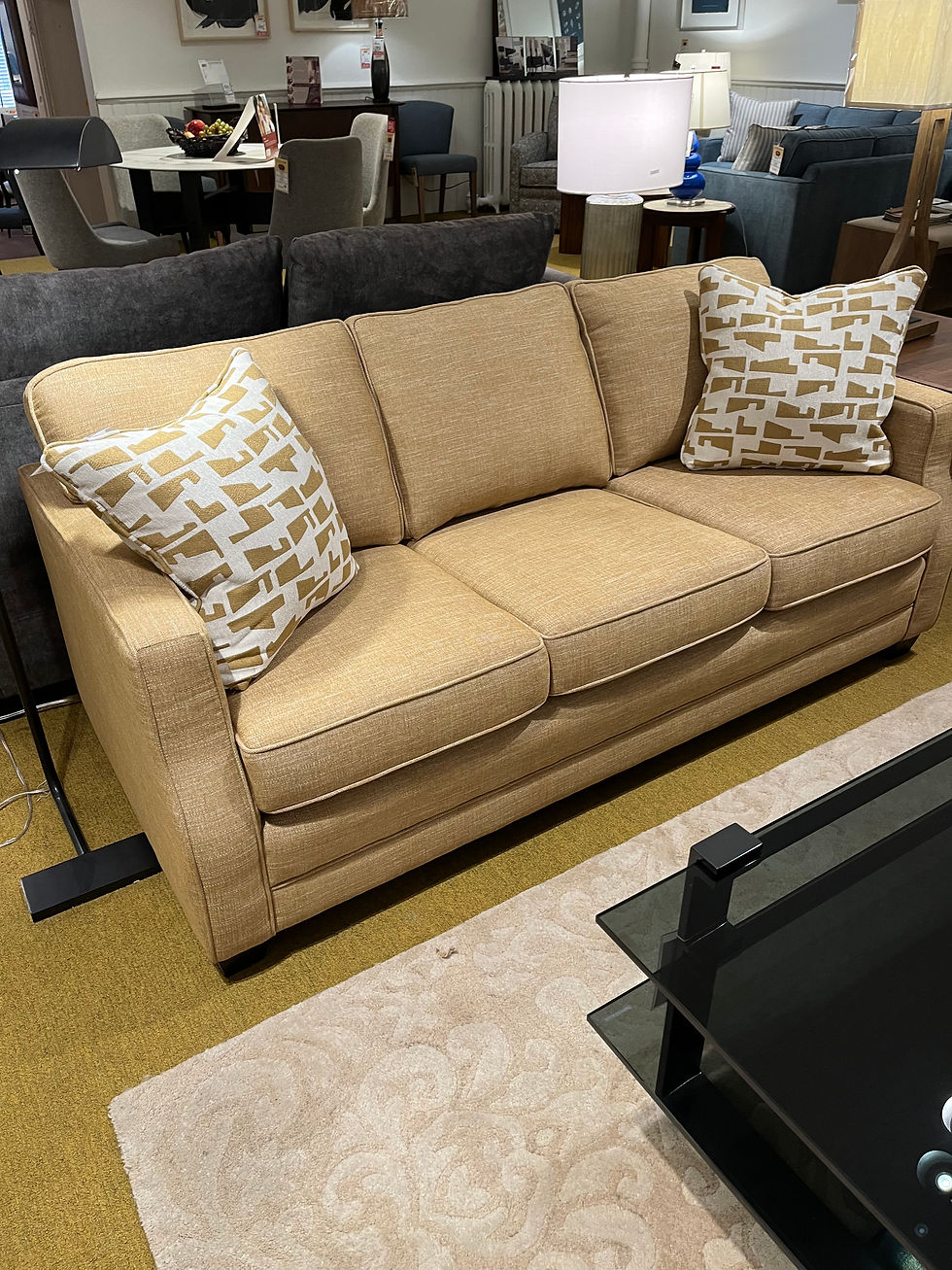 Thumbnail: Superstyle Condo Sofa in Buxton Gold with Contrast Pillows