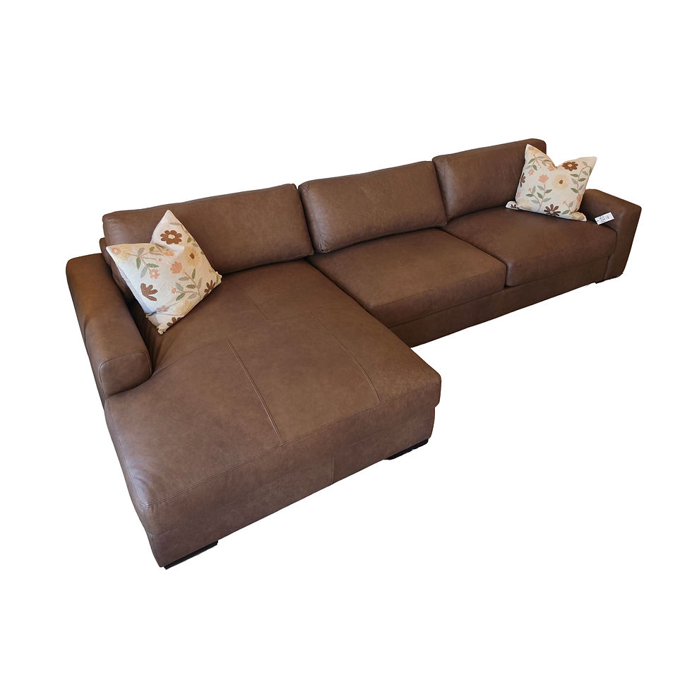 Thumbnail: Divani Leather Sectional Sofa in Keller Tobacco