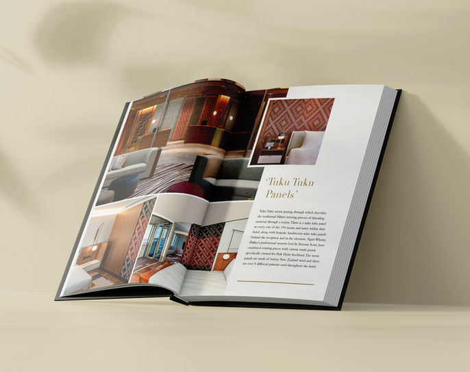 Park Hyatt Auckland Design for a book of
photography showcasing Māori and Tāmaki artwork.