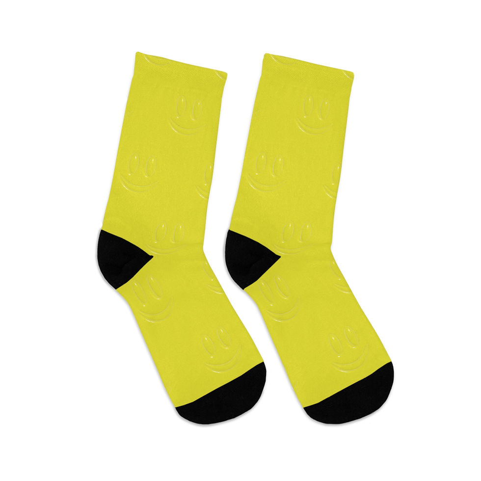 Miniatura: Neon Yellow smiles Recycled Poly Crew Socks 