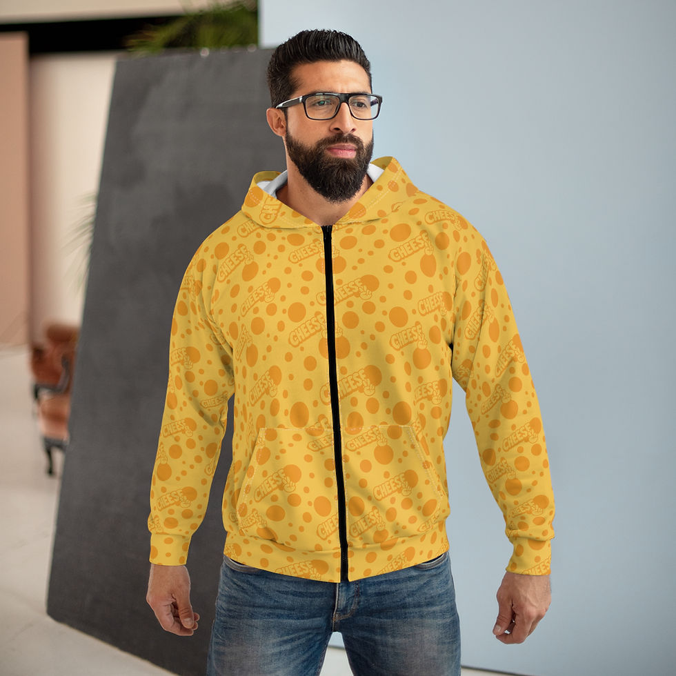 Miniatura: Cheese Pattern Zip Hoodie — Fun Yellow All-Over Print