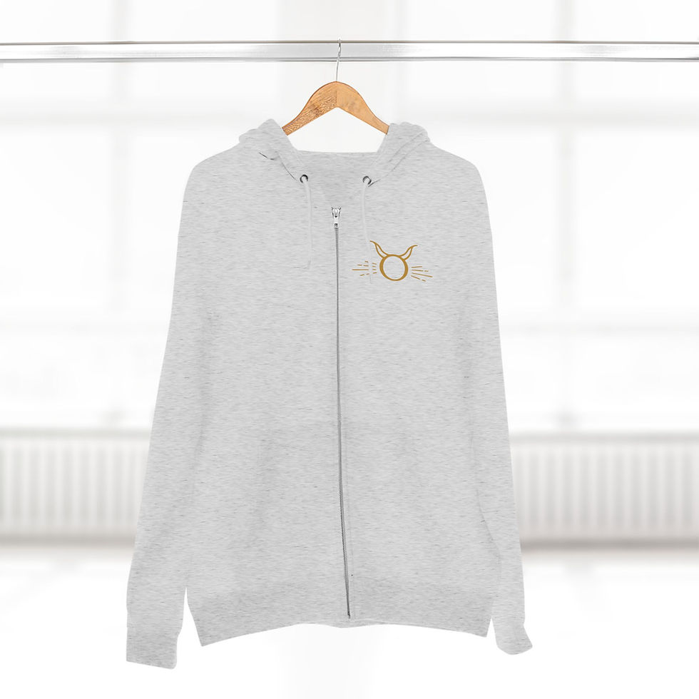 Miniatura: Taurus Bull Zodiac emblem zip hoodie | Astrological Taurus design