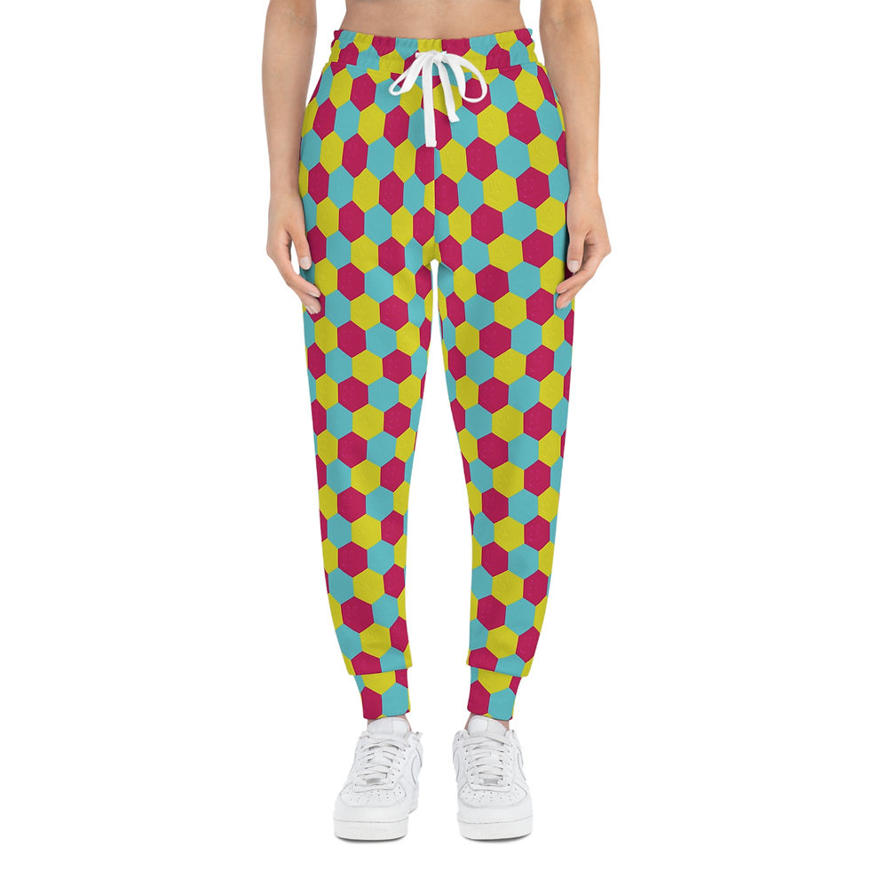 Miniatura: Colorful Hexagon Smiles Print Joggers 